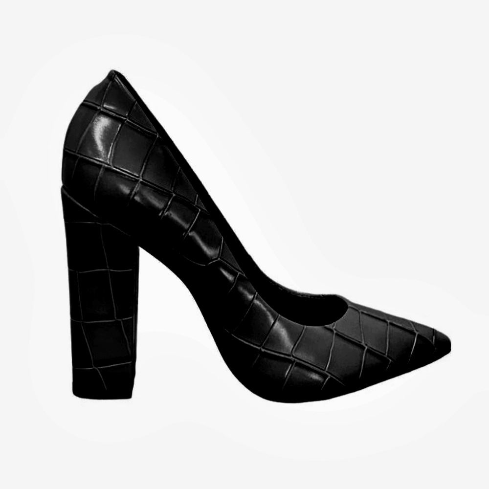 Brian Atwood Croc Embossed Block Heel Pump